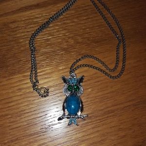 Womens Vintage Turquoise Owl Necklace